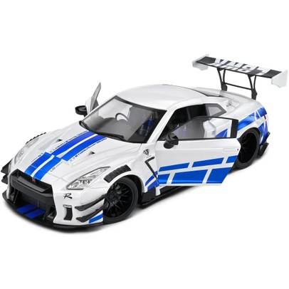 Macheta Nissan GT-R R35 Paul Walker Tribute 1:18 Solido - vedere 3/4 stanga fata usi deschise