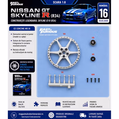 Macheta Nissan Skyline GT-R (R34) Nr.16 - Kit Construibil 1:8 DeAgostini - Fast & Furious