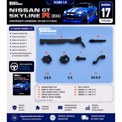 Macheta Nissan Skyline GT-R (R34) Nr.17 - Kit Construibil 1:8 DeAgostini - Fast & Furious