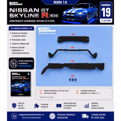 Macheta Nissan Skyline GT-R (R34) Nr.19 - Kit Construibil 1:8 DeAgostini - Fast & Furious