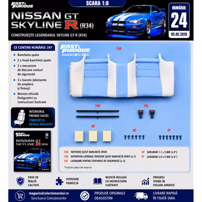 Macheta Nissan Skyline GT-R (R34) Nr.24 - Kit Construibil 1:8 DeAgostini - Fast & Furious