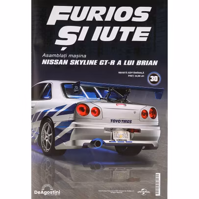 Macheta Nissan Skyline GT-R R34 Nr.30 DeAgostini Fast Furious fulii si curele accesorii motor