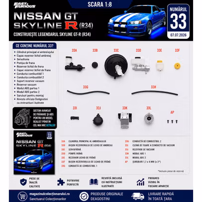 Coperta Macheta Nissan Skyline GT-R R34 Nr.33 DeAgostini Fast & Furious Kit Construibil 1:8