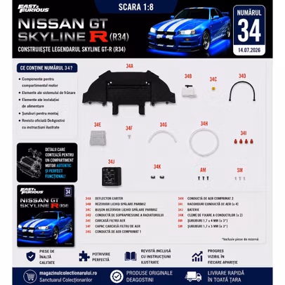 Coperta Macheta Nissan Skyline GT-R R34 Nr.34 DeAgostini Fast & Furious Kit Construibil 1:8