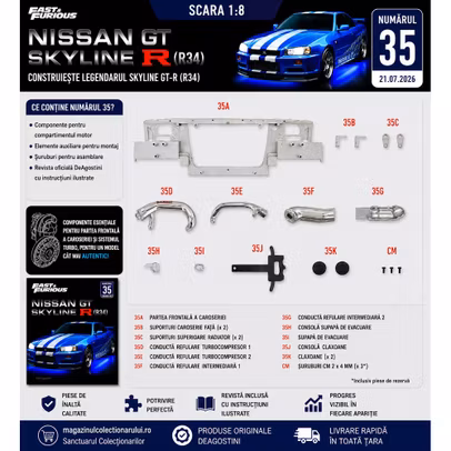 Coperta Macheta Nissan Skyline GT-R R34 Nr.35 DeAgostini Fast & Furious Kit Construibil 1:8