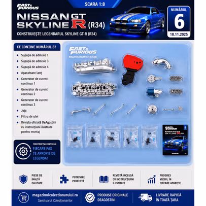 Macheta Nissan Skyline GT-R (R34) Nr.6 - Kit Construibil 1:8 DeAgostini - Fast & Furious