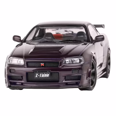 Macheta Nissan Skyline GT-R R34 Z-Tune 1999 Midnight Purple 1:18 Solido - vedere din fata