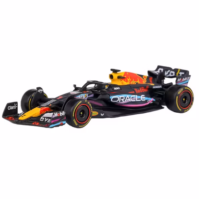 Macheta Red Bull RB19 GP Miami 2023 #1 Max Verstappen – scara 1:43 – Bburago - vedere 3/4 stanga fata