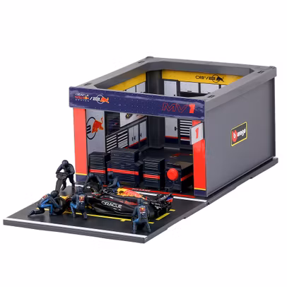 Macheta Red Bull F1 RB20 Diorama Pit-Stop Team Oracle Red Bull Racing No.1 Max Verstappen 2024 1:43 Bburago