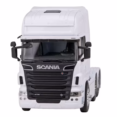 Macheta Scania R730 V8 6x4 2016 Alb 1:32 Welly - vedere 3/4 stanga fata