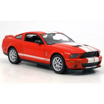 Macheta Shelby Cobra GT500 2007 Rosu cu Dungi Albe 1:24 Welly