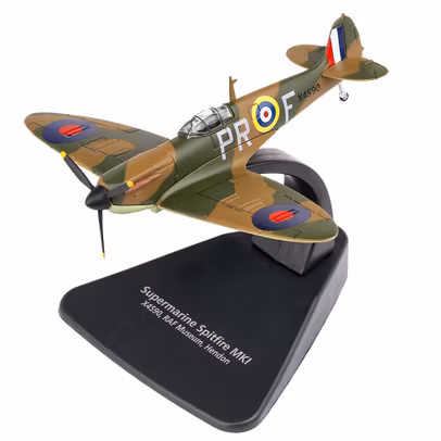 Macheta Supermarine Spitfire X4590 Mk I Ia - RAF Hendon 1:72 - Oxford Diecast - vedere 3/4 stanga fata