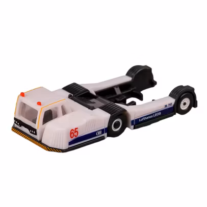 Macheta tractor de avion Goldhofer AST-2 Lufthansa Leos alb 1:200