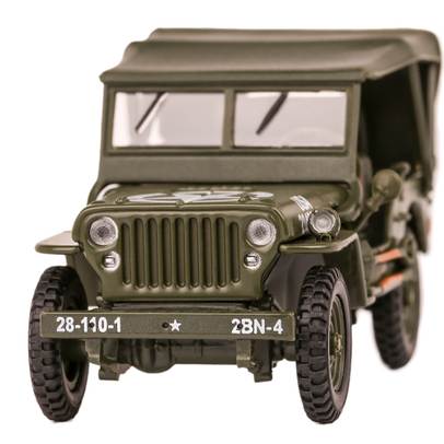 Macheta vehicul militar Jeep Willys 4X4 w soft top 1944 verde olive1:43