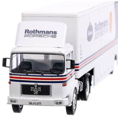 Man Rothmans-Porsche Transportator pentru curse 1983, macheta camion, scara 1:43, alb, IXO