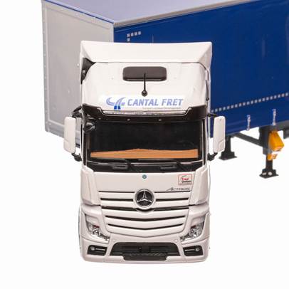 Mercedes Actros II Streamspace 2014, macheta camion cu semiremorca prelata, scara 1:43, alb cu albastru, Eligor