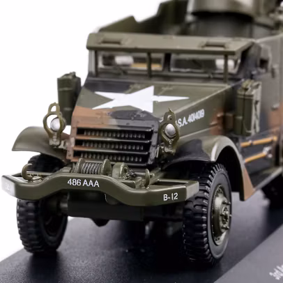 Macheta vehicul militar MGMC M16 Aachen Germania 1944 verde scara 1:43 Magazine Models-4