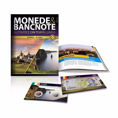 Nr.1 – Monede și Bancnote Autentice – revista + o bancnota si doua monede