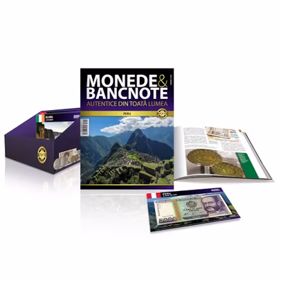Nr.2 – Monede și Bancnote Autentice – 5000 Intis Peru + cutie de arhivare