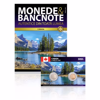 Revista și monedele autentice Nr.5 – 1 cent și 5 cenți Canada – colecția Monede și Bancnote Autentice