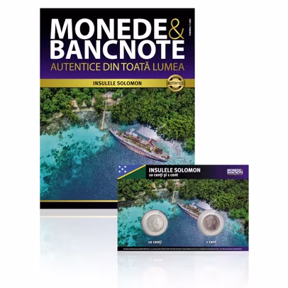 Revista și monedele autentice Nr.7 – 10 cenți și 1 cent Insulele Solomon – colecția Monede și Bancnote Autentice