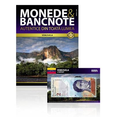 Revista și bancnota autentică Nr.8 – 2 bolivari Venezuela – colecția Monede și Bancnote Autentice