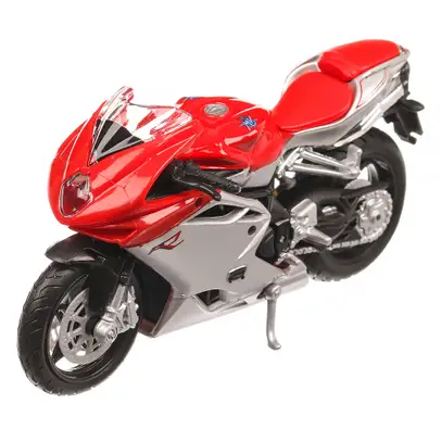 MV Agusta F4 1999, macheta motocicleta, scara 1:18, rosu cu argintiu, Bburago-2