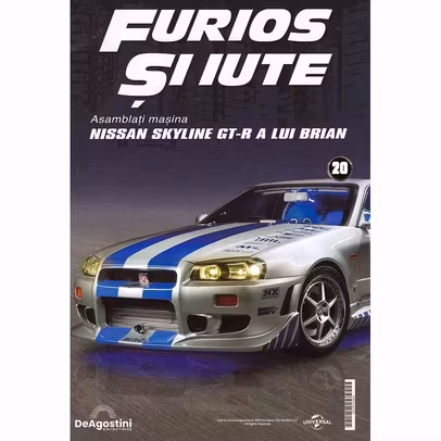 Macheta Nissan Skyline GT-R R34 Nr.20 DeAgostini pasaj roata fata stanga 1:8 - revista