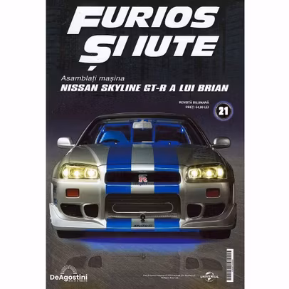 Macheta Nissan Skyline GT-R R34 Nr.21 DeAgostini 1:8 pasaj roata fata dreapta sistem NOS