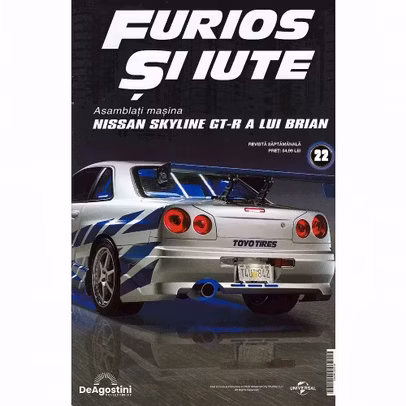 Macheta Nissan Skyline GT-R R34 Nr.22 DeAgostini 1:8 bancheta spate interior