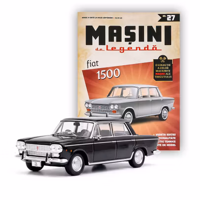 Fiat 1500 negru macheta auto 1:43 Masini de Legenda Relansare Nr 27 DeAgostini - revista si macheta