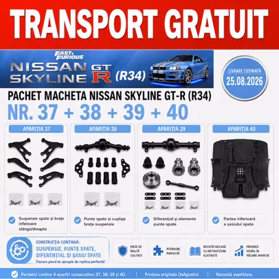 Pachet Macheta Nissan Skyline GT-R R34 Nr.37-40 Kit Construibil 1:8 DeAgostini Fast & Furious Transport Gratuit