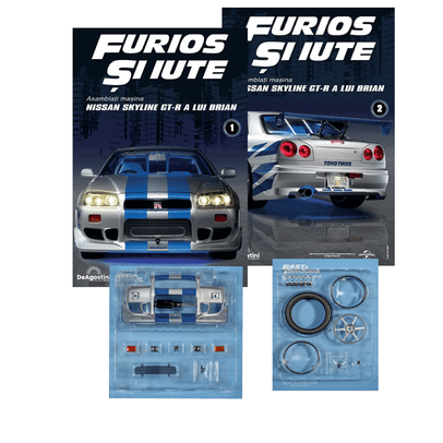 Pachet Machetă GT-R R34 1:8 – Fast & Furious – Nr.1 + Nr.2 – DeAgostini România