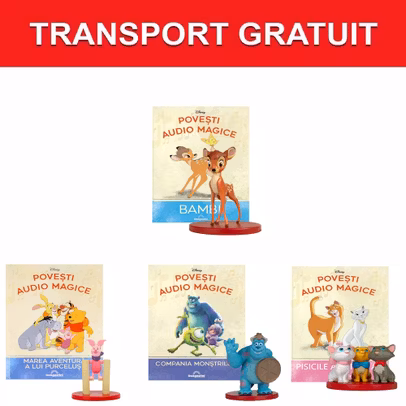 Pachet Nr.16 17 18 19 Povesti Audio Magice Disney Marea aventura a lui Purcelus Compania Monstrilor Pisicile Aristocrate Bambi DeAgostini