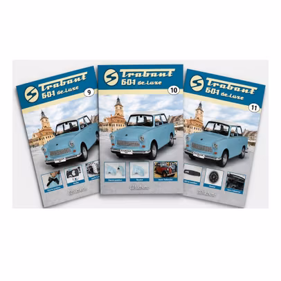 Pachet Trabant 601 Deluxe Nr 9 10 si 11 kit construibil 1:8 Hachette