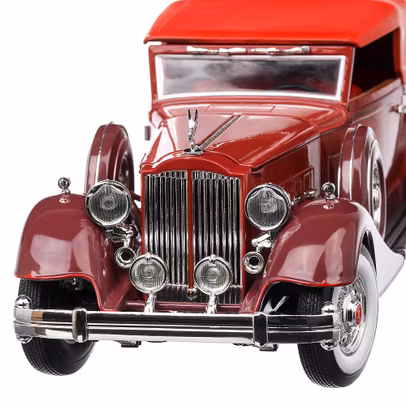 Packard V12 Victoria Soft Top 1934, macheta auto  scara 1:18, rosu, Auto World