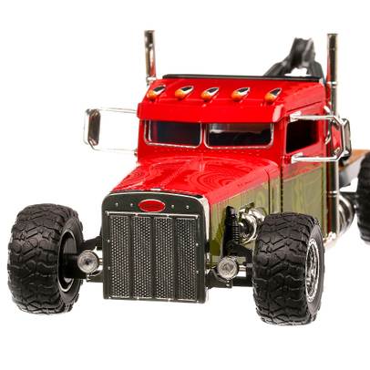 Peterbilt 379 - Hobbs & Shaw custom 'Fast & Furious' 2001, macheta camion, scara 1:24, rosu cu verde si negru, Jada