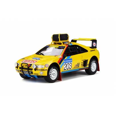 Peugeot 405 T16 Grand Raid #203 1990, macheta auto, scara 1:18, limited edition, galben, OttOmobile