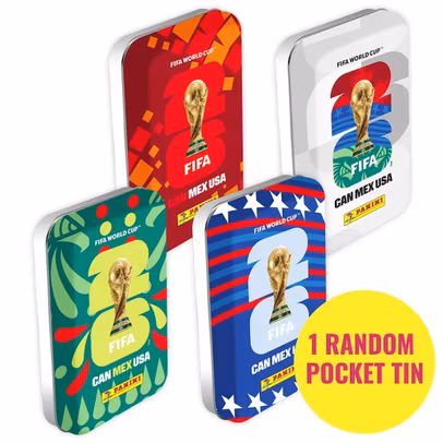 Pocket Tin 8 Plicuri Stickere FIFA World Cup 2026 Panini - modele de design ale cutiilor