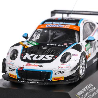Porsche 911 GT3 R 2018, #18 Bachler-De Leener ADAC GT Masters Nurburgring macheta auto, scara 1:43, alb, CMR