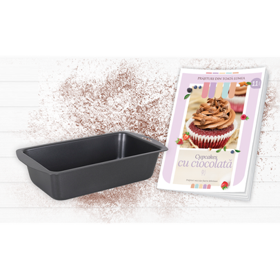 Revista Prajituri din toată lumea Nr.11 – Cupcakes cu ciocolată + Tavă cuptor 28x15 cm