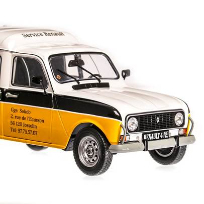 Renault  4L F4  Renault Service 1975, macheta auto scara 1:18, alb cu negru si galben, Solido