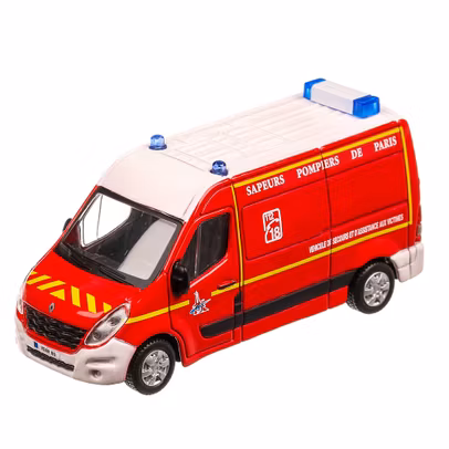 Renault Master Pompieri Paris 2011, macheta autospeciala scara 1:50, rosu, Bburago-2