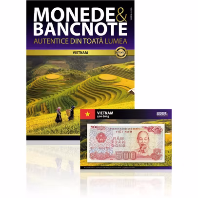 Nr.14 - Monede si Bancnote Autentice - 500 de dong Vietnam - revista si bancnota