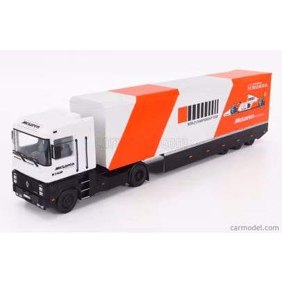 Macheta Mercedes-Benz Actros 2 GigaSpace Transportor Auto cu McLaren MCL38 No.4 Season 2024 Lando Norris Black Orange 1:43 Burago