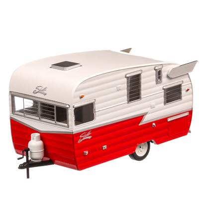 Rulota Shasta Airflyte 1961, macheta rulota scara 1:24, alb cu rosu, GreenLight