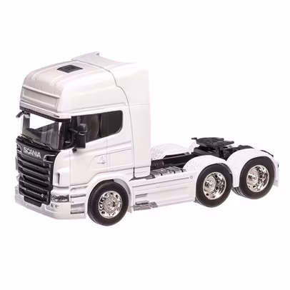Macheta Scania R730 V8 6x4 2016 Alb 1:32 Welly - vedere 3/4 stanga fata