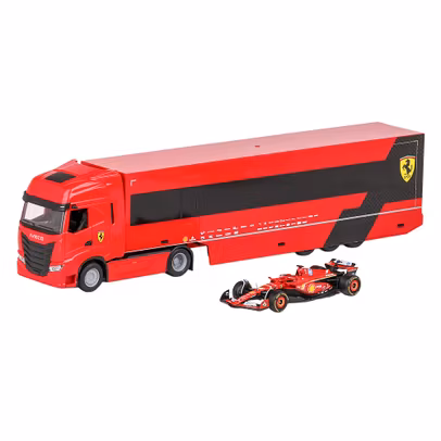 Set Iveco S-Way Transporter cu Ferrari F1 SF-24 Leclerc 2024 1:43