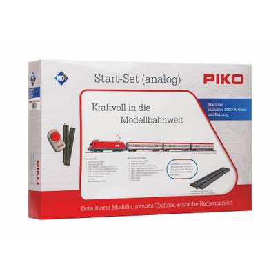 Set tren electric PIKO HO 97947 Taurus OBB cu 3 vagoane IC de calatori si sine cu terasament - ambalaj original