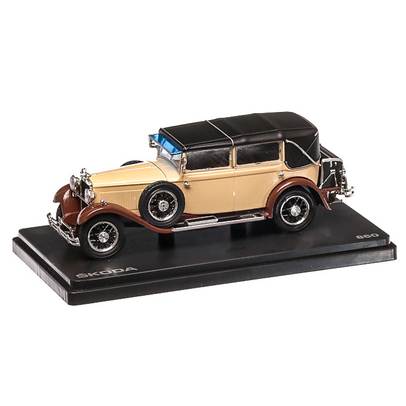 Skoda 860 1932, macheta auto scara 1:43, bej cu maro, vitrina plexic, Abrex